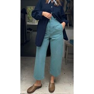 RUDY JUDE High Season Pants Womens 3 Sea Canvas Utility High Rise Tie Waist NEW